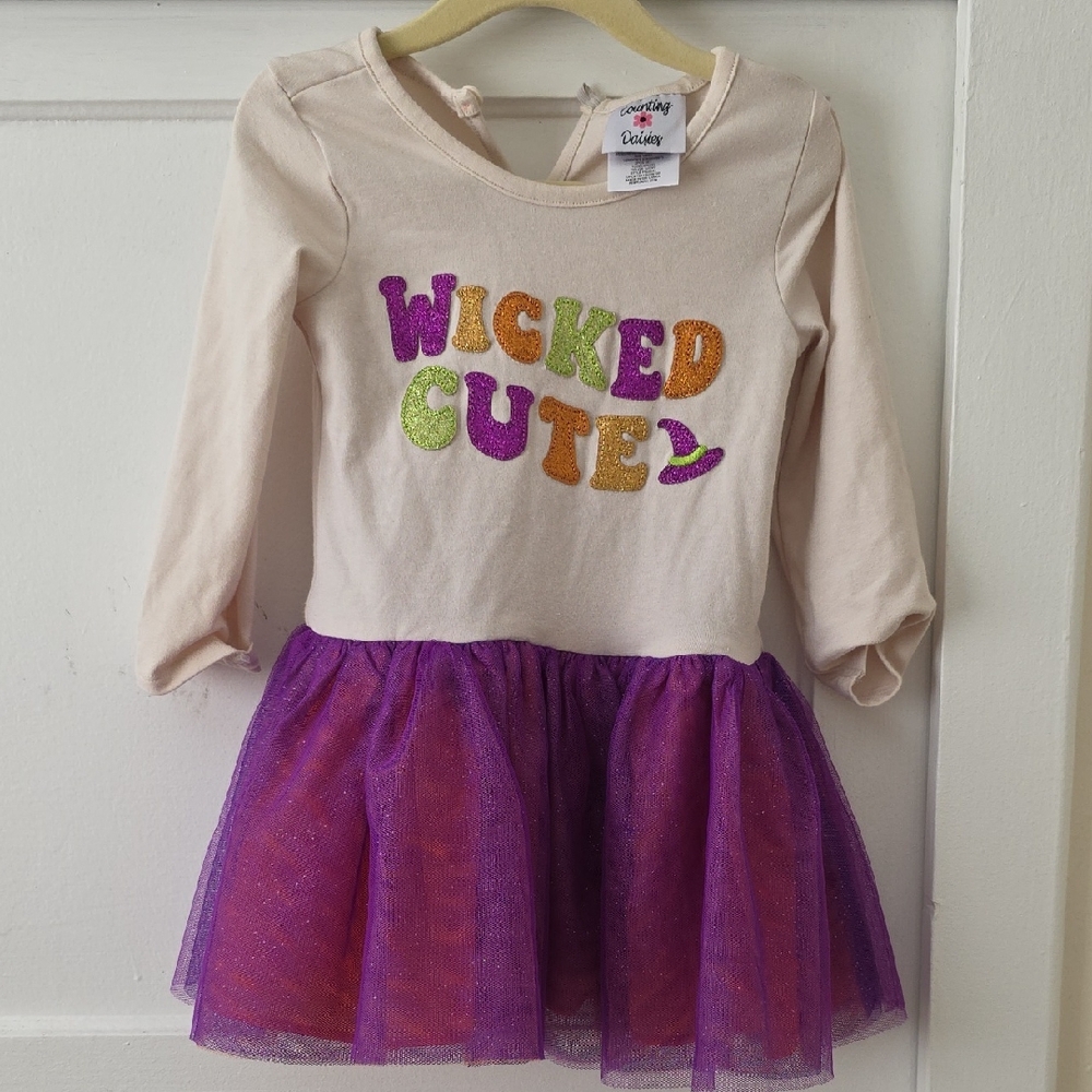 Wicked Cute Kids Dress - Purple and Cream